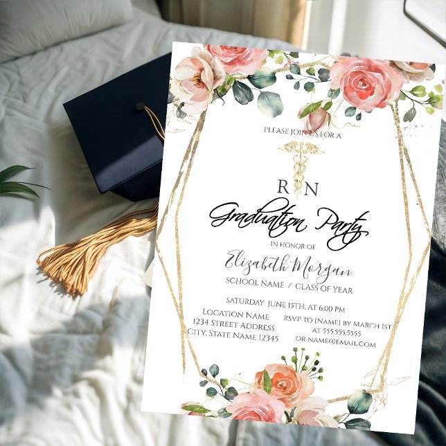 Boho Blume Gold Frame RN Kuriergruppe Einladung (Von Creator hochgeladen)