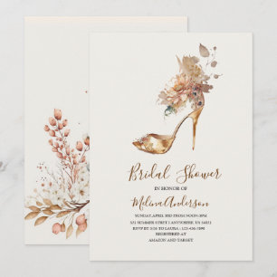 Boho Blume Golden Heel Aquarell Brautparty Einladung