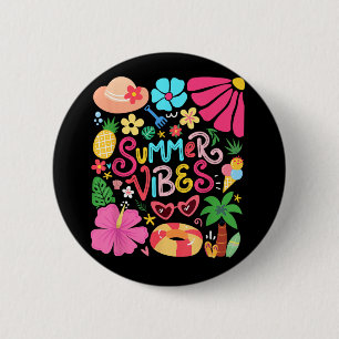 Boho Blume Hello Summer Vibes Funny Beach Life Me Button