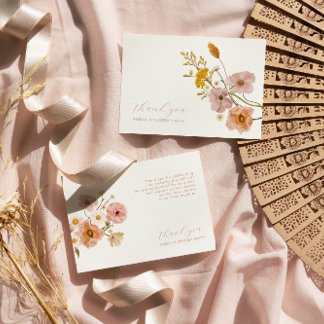 Boho Blume Hochzeit danke Karte, Whimsical