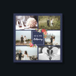 Boho Blume - Hochzeitfotomaterial Leinwanddruck<br><div class="desc">Schöner Leinwand mit einer Collage von sechs Hochzeitsstipps. Die Collage ist marineblau und mit Bildern von hübschen böhmischen Blume geschmückt. Fügen Sie Ihre Fotos hinzu und fügen Sie Ihren Namen in ein charmantes Kalligraphieskript ein.</div>