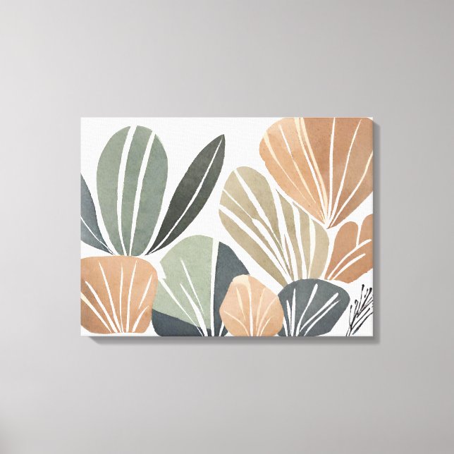 Boho Blume Leaf Botanischer Kunststil Einfache Mod Leinwanddruck (Vorderseite)