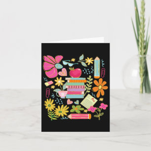Boho Blume Lehrer Buch Apple Pencil Funny Back T Karte
