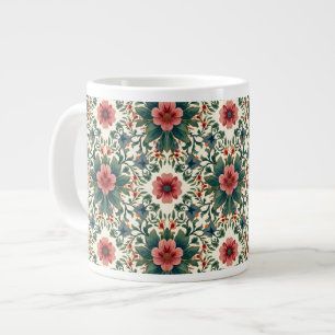 Boho Blume Magic - in den Farbtönen Grün und Rosa Jumbo-Tasse