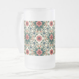 Boho Blume Magic - in den Farbtönen Grün und Rosa Mattglas Bierglas