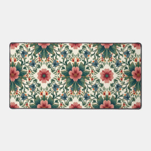 Boho Blume Magic - in den Farbtönen Grün und Rosa Schreibtischunterlage
