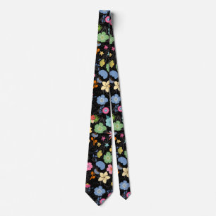 Boho Blume Muster B01.b Black BG Krawatte