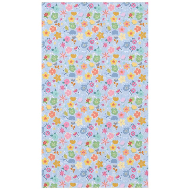 Boho Blume Muster B01.w Lblue BG Tischdecke (Vorderseite)