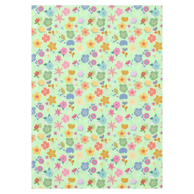 Boho Blume Muster B01.w LGreen BG Tischdecke (Vorderseite)