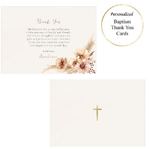 Boho Blume Pampas Grass Orthodoxe Taufe Dankeskarte