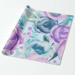 Boho Blume Pattern Geschenkpapier<br><div class="desc">Elegante,  moderne Aquarellfarben,  die Blume prägen. Teil der Hochzeitskollektion.</div>