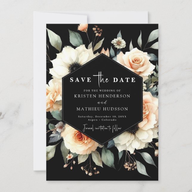Boho Blume Peach Wedding Save The Date (Vorderseite)