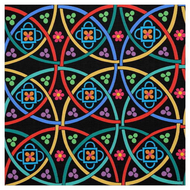 Boho Blume Power auf Black Stoff (Muster)