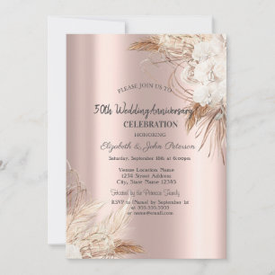 Boho Blume Rose Gold Hochzeit Jahrestag Einladung