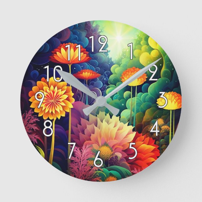 Boho Blume Runde Wanduhr (Vorderseite)