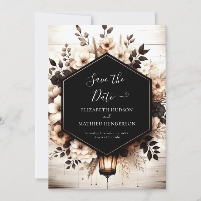 Boho Blume rustikale Hochzeit Save The Date (Vorderseite)