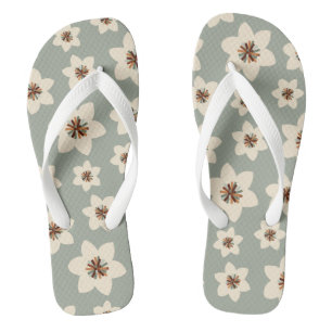Boho Blume - Salbei, grüner Hintergrund Flip Flops