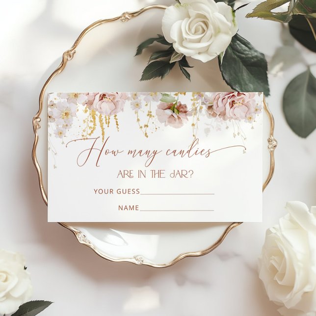 Boho Blume schätzen wie viele Bonbons-Karten Begleitkarte (Von Creator hochgeladen)