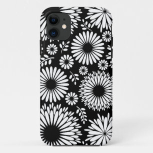 Boho Blume Schwarz-Weiß-Vektorblumenmuster Case-Mate iPhone Hülle