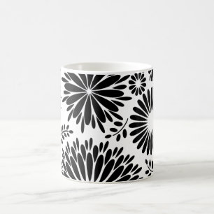 Boho Blume Schwarz-Weiß-Vektorblumenmuster Kaffeetasse