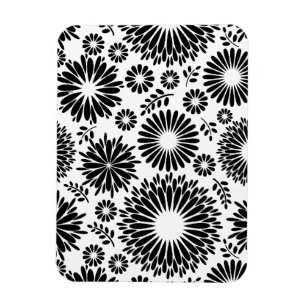 Boho Blume Schwarz-Weiß-Vektorblumenmuster Magnet