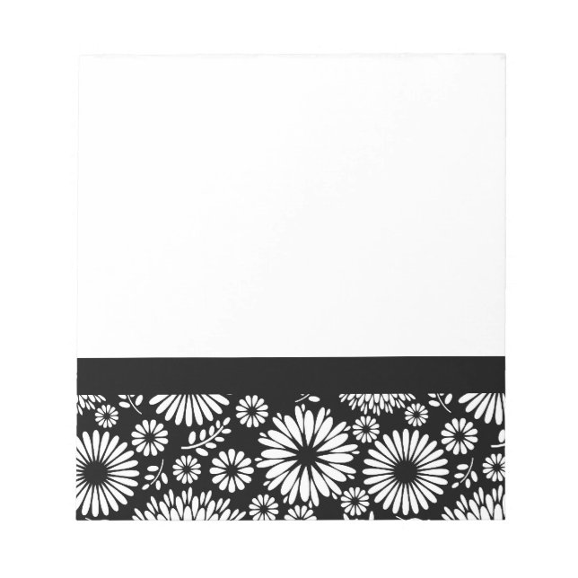 Boho Blume Schwarz-Weiß-Vektorblumenmuster Notizblock (Vorderseite)