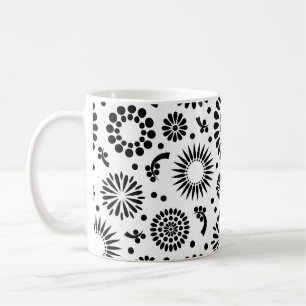 Boho Blume Schwarz-Weiß-Vektorblumenmuster Tasse