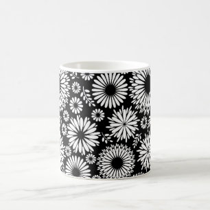 Boho Blume Schwarz-Weiß-Vektorblumenmuster Tasse