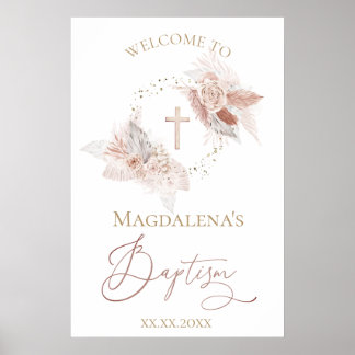 Boho Blume Taufe Begrüßungszeichen Poster