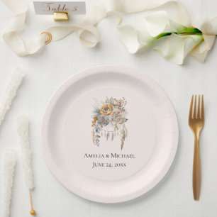 Boho Blume und Dreamcatcher - Hochzeit Pappteller