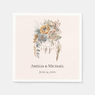 Boho Blume und Dreamcatcher - Hochzeit Serviette