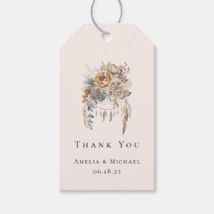 Boho Blume und Dreamcatcher - Hochzeit Vielen Dank Geschenkanhänger