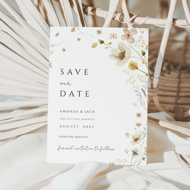 boho Blume und Gold minimalistisch Save the Date Einladung (Von Creator hochgeladen)