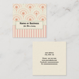 Boho Blume und Streifen Quadratische Visitenkarte