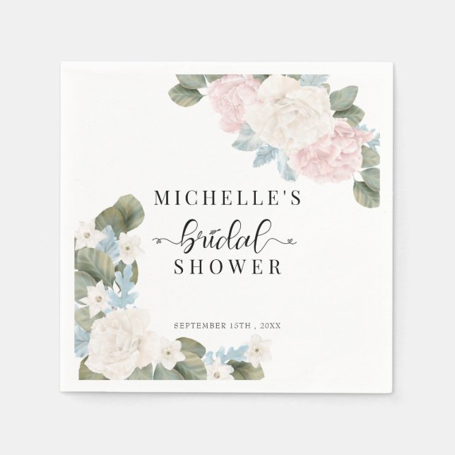 Boho Blume Winter Brautparty Serviette (Vorderseite)