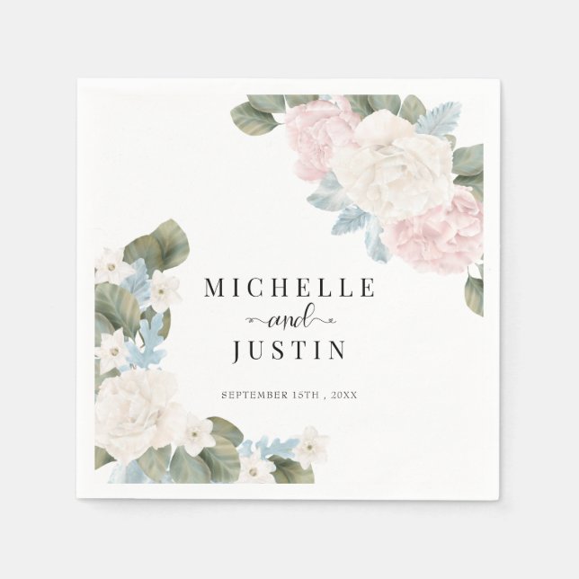 Boho Blume Winter Foto Hochzeit Serviette (Vorderseite)