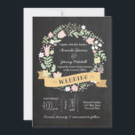 Boho Blume Wreath Rustic Chalkboard Wedding Einladung<br><div class="desc">Die rustikale Hochzeitssuite ist mit einem handgezeichnet Pastell-Blume-Kranz auf der Tafel ein wahrer Hingucker. Ein trendiger Bandbanner sorgt für ein künstlerisches Boho-Ambiente und eignet sich somit hervorragend für entspannte Hochzeiten im Freien.</div>