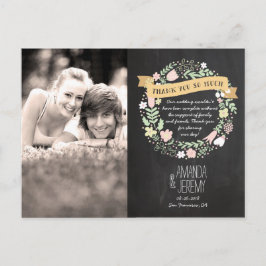 Boho Blume Wreath Rustic Chalkboard Wedding Postkarte