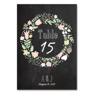 Boho Blume Wreath Rustic Chalkboard Wedding Tischnummer
