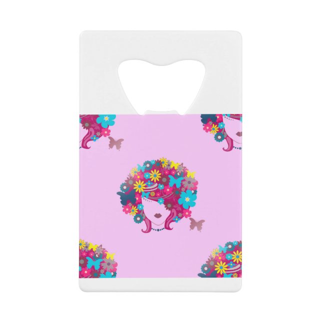 boho Blumen Afro Geldbeutel Flaschenöffner (Vorderseite)