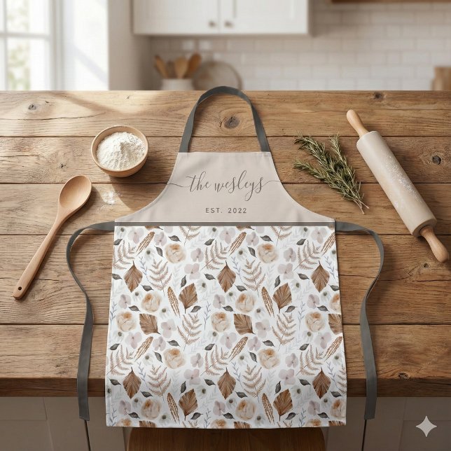 Boho-Blumen-All-Over-Print-Schürze Schürze (This beautiful boho personalized apron would make a great bridal shower gift! )