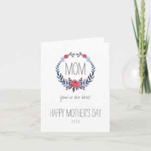 Boho-Blumen-Aquarell-Rosen Muttertag Karte