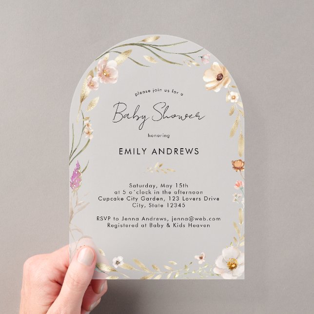 Boho-Blumen-Baby-Party  Acryleinladungen (Insitu (Handheld))
