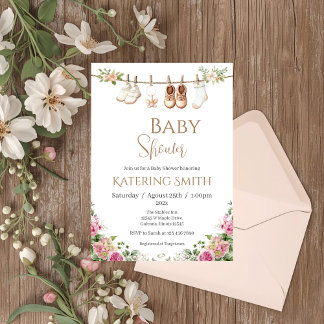 Boho-Blumen-Baby-Shower-Einladung für Mädchen Einladung