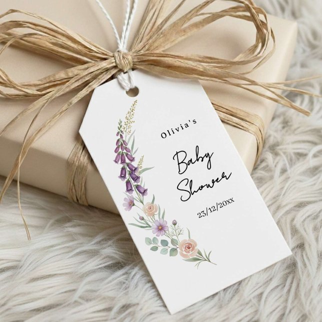 Boho Blumen Baby Shower Geschenkkarte Wildblumenli Geschenkanhänger (Von Creator hochgeladen)