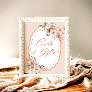 Boho-Blumen-Baby-Shower-Karten und Geschenke Poster