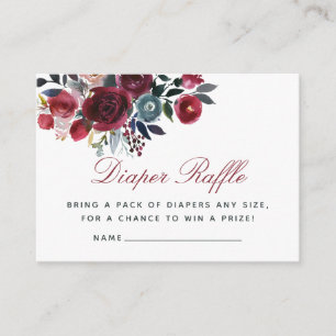 Boho-Blumen-Baby-Shower-Windel-Raffle Begleitkarte