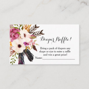 Boho Blumen-Babyduschen-Windel Rafflekarten Begleitkarte