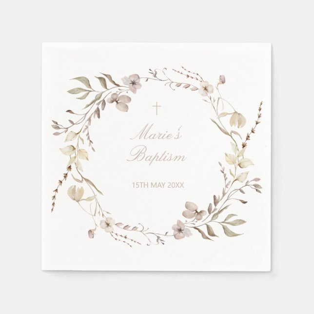 Boho-Blumen Blumen editierbare Servietten (Vorderseite)
