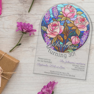 Boho-Blumen-Buntglas-Imitation Geburtstag Acryleinladungen